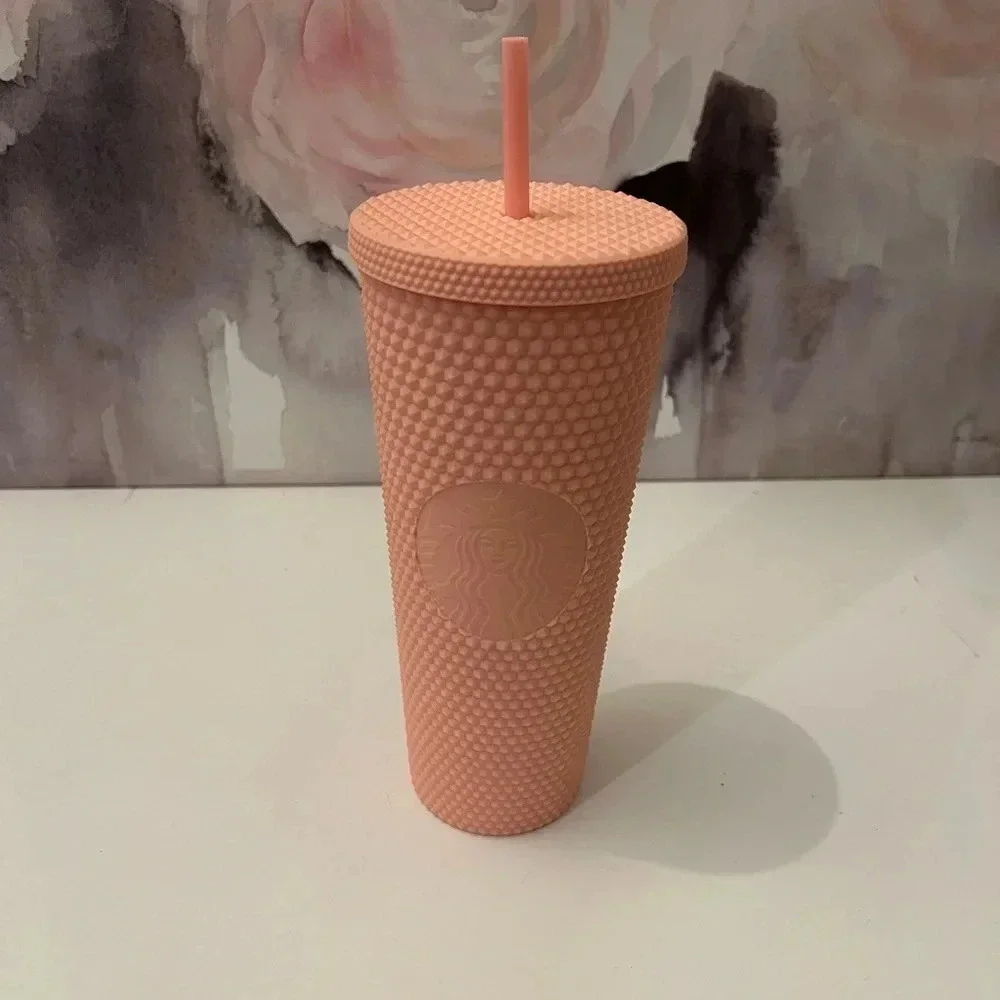 . STARBUCKS MATTE LIGHT PINK STUDDED TUMBLER.